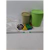 Image 1 : (2) Tupperware Plastic Containers and (5) Plastic Scrapers