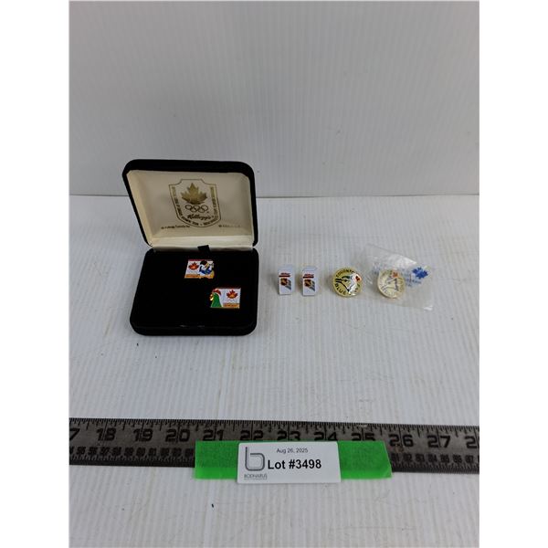 (6) Gold Pins, (2) Kellogs Olympics Pins, (2) NHL, (2) Blue Jays