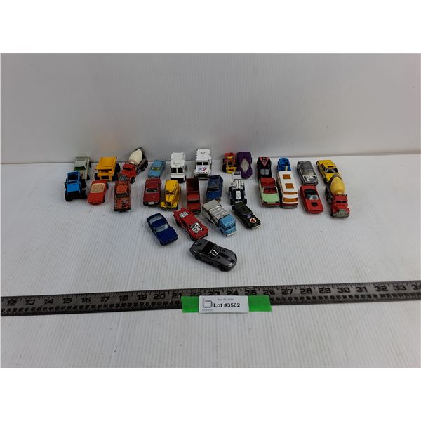 (28) 3″ Approx 1:64 Scale Toy Vehicles, Dodge Viper, Cement Truck, Misc