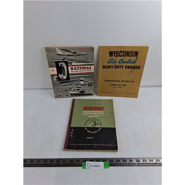 (3) Equipment Handbooks, Wisconsin Air Cooled Engines, Electrical Equipment, Oil and Grease Seals