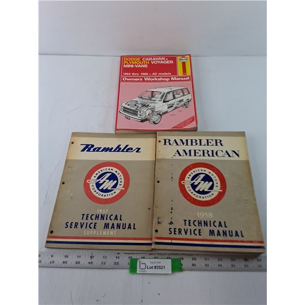 (3) Automotive Service Manuals (Haynes Dodge Mini-Vans 84-88 & Rambler 1957,58)