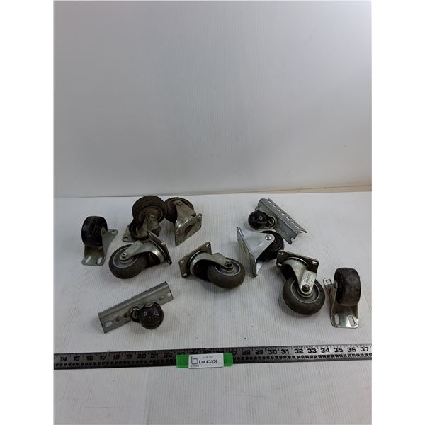 Lot of (10) Roller Wheels, up to 3″ Diameter