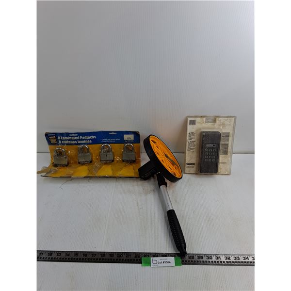 (4) Power Fist Padlocks, Measuring Wheel, Stanley Keycode