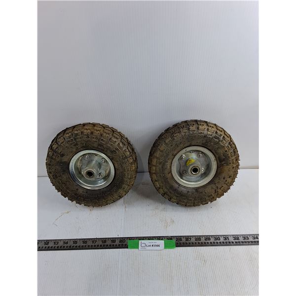 (2) Wheel Barrow Wheels 4.10/3.50–4 5″ Rims