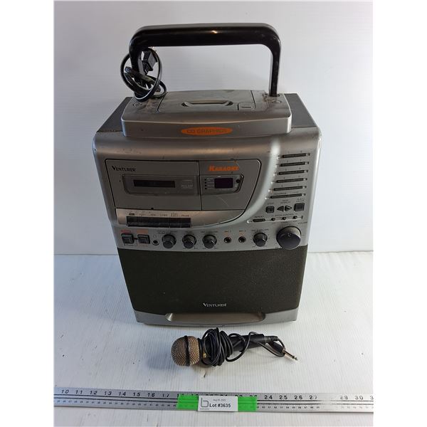 Venturer CD Graphics Karaoke with a Microphone, Powers On, As Is  -  PICK UP