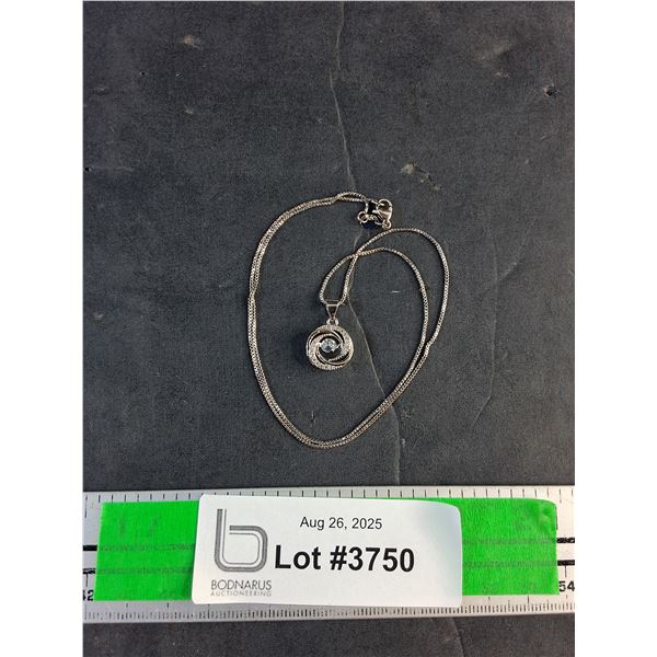 Silver Necklace with Diamond Pendant - Authenticity Not Guaranteed