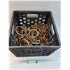 Image 1 : Milk Crate w/Various Metal Clips for Horse Tack & Such, Cannot Ship