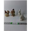 Image 1 : (2) Salt and Pepper Shaker Sets, Rooster and Hen Porcelain Shakers, (2) Bunny  Flower Ceramic Shaker