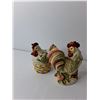 Image 2 : (2) Salt and Pepper Shaker Sets, Rooster and Hen Porcelain Shakers, (2) Bunny  Flower Ceramic Shaker