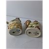 Image 3 : (2) Salt and Pepper Shaker Sets, Rooster and Hen Porcelain Shakers, (2) Bunny  Flower Ceramic Shaker