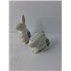 Image 4 : (2) Salt and Pepper Shaker Sets, Rooster and Hen Porcelain Shakers, (2) Bunny  Flower Ceramic Shaker
