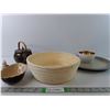 Image 1 : Bread Proofing Basket, Pfaltzgraff Butter Dish, Metal Tea Pot, Various Stoneware