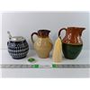 Image 1 : Berz Bavarian Beerstein, (2) Fine Stoneware Jugs, (2) Candles