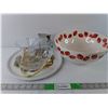 Image 1 : Glass Misc Items and Strawberry Bowl - Jar, Bowls, Other