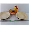 Image 1 : (2) Paderna Pie Plates, Metal Chicken Ornament