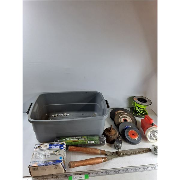 (4) Grinding Wheels, Pruning Shears, Storage Bin, Misc - As Is -  PICK UP