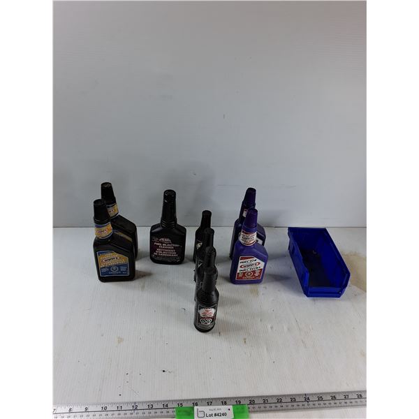 (4) Gas Line Antifreeze, (2) Wynn's Fuel Stabilizer, Plastic Bin, Misc - As Is - CANNOT SHIP