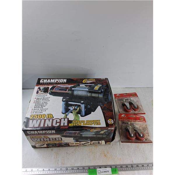 (2) Caster Sets, Champion Power Equipment Winch - As Is  -  PICK UP