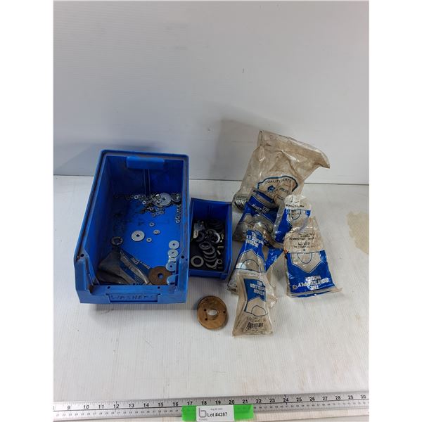 (2) Plastic Bins, Assorted Washers - As Is