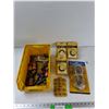 Image 1 : Plastic Bin, Garden Hose Connectors, (3) Mini Mechanical Timers, Misc - As Is