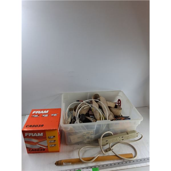 Plastic Bin, Extension Cord, Plastic Bin, Misc - As Is