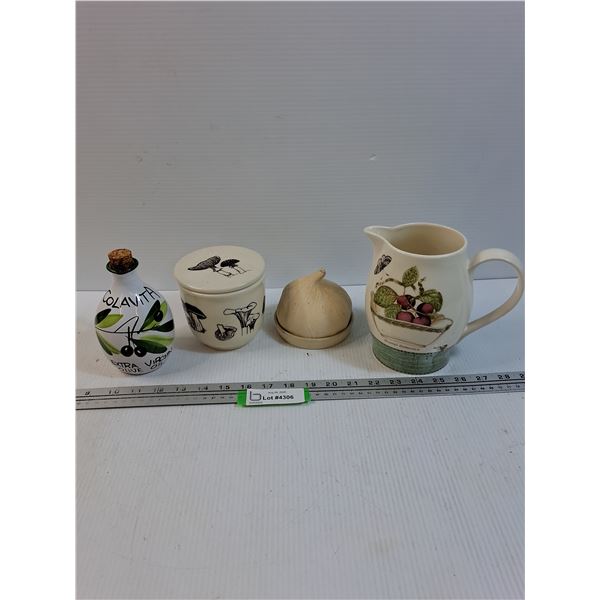 Mushroom Butter Bell, Olive Oil Jug, Garlic Bell, Ceramic Pitcher