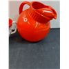 Image 3 : Orange Glass Abstract Pitcher & Speilburg Plastic Mixing Pouring Bowl