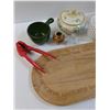 Image 2 : Wood Serving Board, Various Kitchen Bowls, Angel Toothpick Holder, Misc