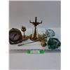 Image 1 : Candle Holders Lot & Vintage Style Desk Clock, As Is