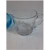 Image 4 : (2) Glass Bowl & Pitcher & Blue Glass Decanter