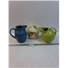 Image 1 : (3) Pitchers: Blue, Green, Floral