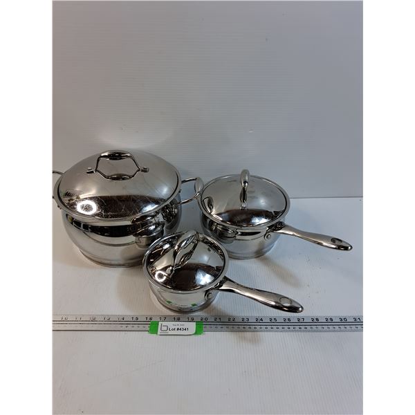 (3) Berg Hoff Stainless Steel & Copper Clad Base Kitchen Pots w/Lids