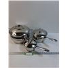 Image 1 : (3) Berg Hoff Stainless Steel & Copper Clad Base Kitchen Pots w/Lids