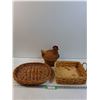 Image 1 : (3) Wicker Baskets: (2) Platter Style & (1) Rooster