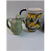 Image 2 : (4) Pitchers: Bird, Floral, White, Blue Dot Pattern
