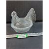 Image 1 : Clear Glass Hen on Nest - 9" x 6" x 7.5"