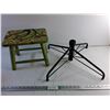 Image 1 : Wooden Painted Foot Stool and Christmas Tree Stand  -  PICK UP