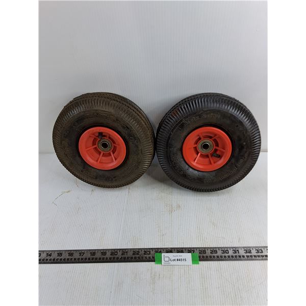 (2) Wheelbarrow Tires, 4.19/3.50–4 5″ Rims