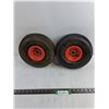 Image 1 : (2) Wheelbarrow Tires, 4.19/3.50–4 5″ Rims