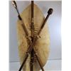 Image 2 : Vintage African Animal Skin Tribal Shield & Weapons - 47" x 18" Approx - Pickup Only