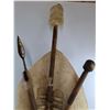Image 3 : Vintage African Animal Skin Tribal Shield & Weapons - 47" x 18" Approx - Pickup Only