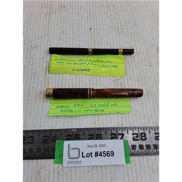 (2) Vintage Fountain Pens (Waterman's Ideal & 4K Bold Rib)