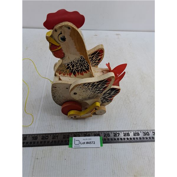Vintage Fisher Price Cackling Hen Pull Toy - Tested