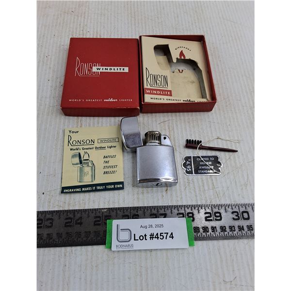 Vintage Ronson Lighter with Original Box, Jewelry Brush
