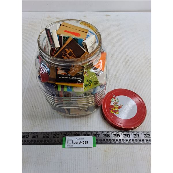 Vintage Glass Container Full of Match Books