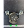 Image 1 : Halloween Skull Serving Tray, (2) Glass Cups