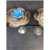 Image 2 : (3)Glass Flower Candle Holders- 7" x 10"