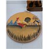 Image 2 : Wood Box, Rooster Decoration, Wood Cow Decoration & Glass Elephant Decoration