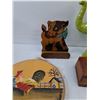 Image 3 : Wood Box, Rooster Decoration, Wood Cow Decoration & Glass Elephant Decoration