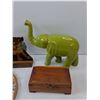 Image 4 : Wood Box, Rooster Decoration, Wood Cow Decoration & Glass Elephant Decoration